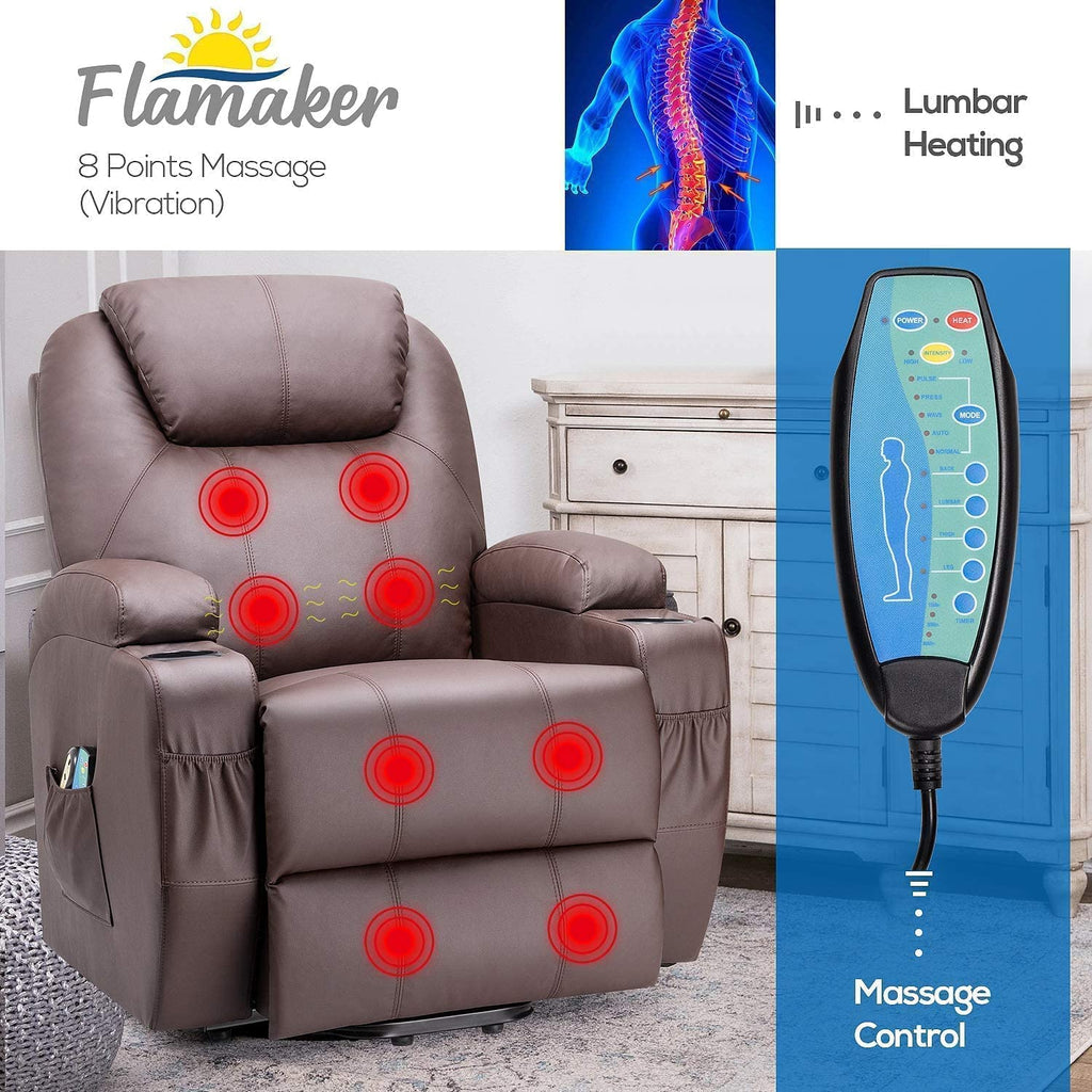 Flamaker Recliner Leather Elderly Ergonomic