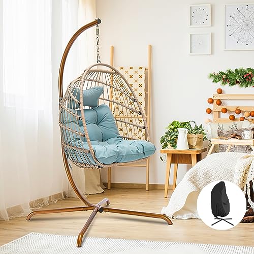 NICESOUL Wicker Rattan Hanging Swing Egg Chair with Stand