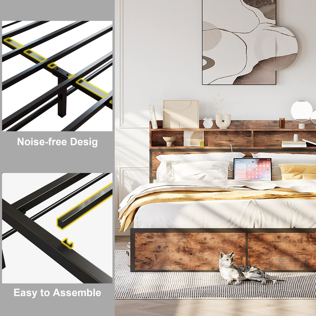 IRONCK Bookcase Headboard Charging Foundation