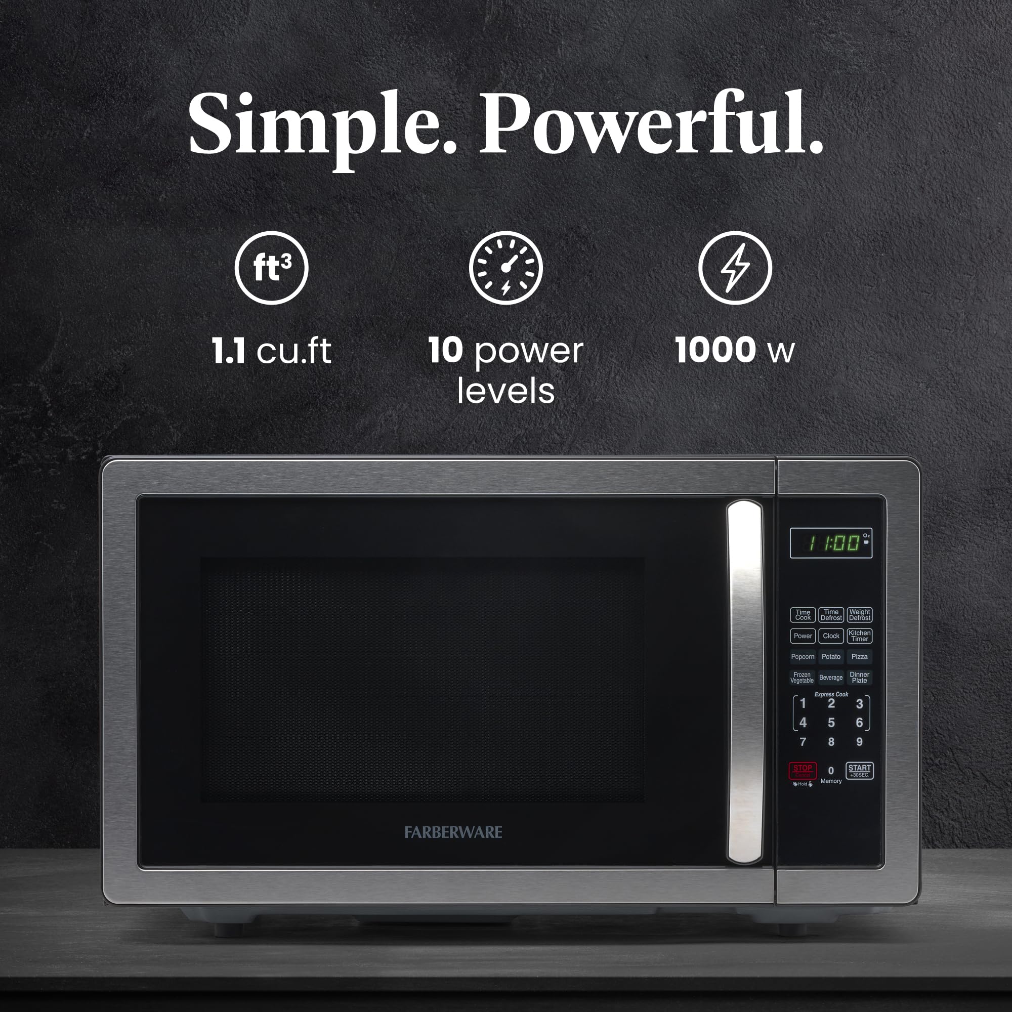 Farberware FMO11AHTBKB 1000 Watt Microwave Stainless