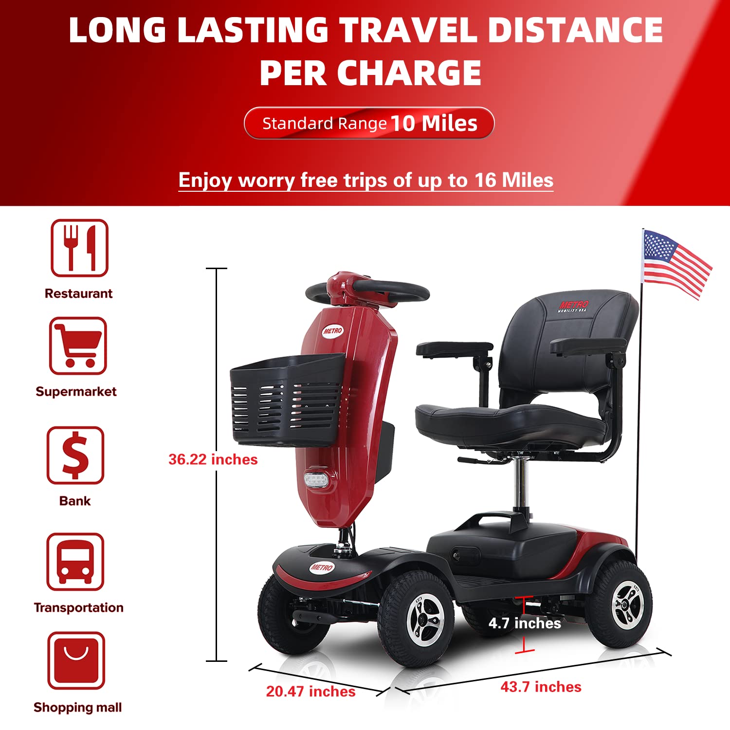 Compact Mobility Scooters Headlight Traveling