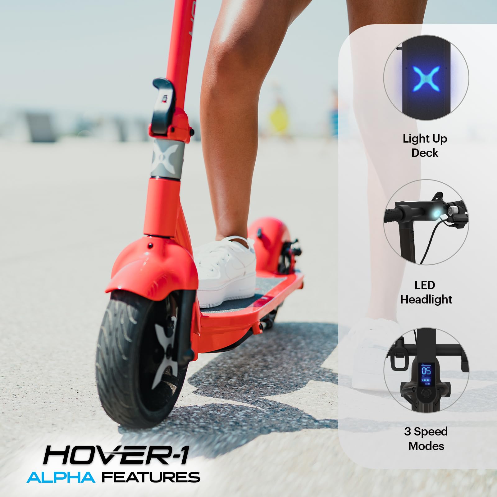 Hover-1 Electric Scooter with Digital Display and High-Grip Tires