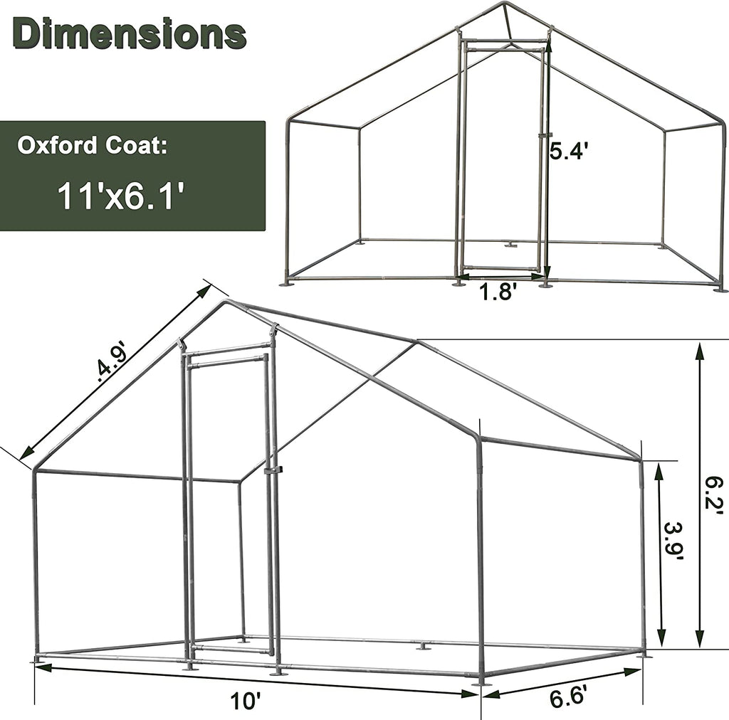 10' x 10' Walk-in Metal Chicken Coop, Heavy Duty Poultry Cage with Waterproof Anti-UV Cover