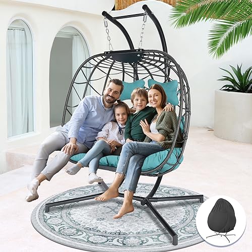 NICESOUL Wicker Rattan Hanging Swing Egg Chair with Stand