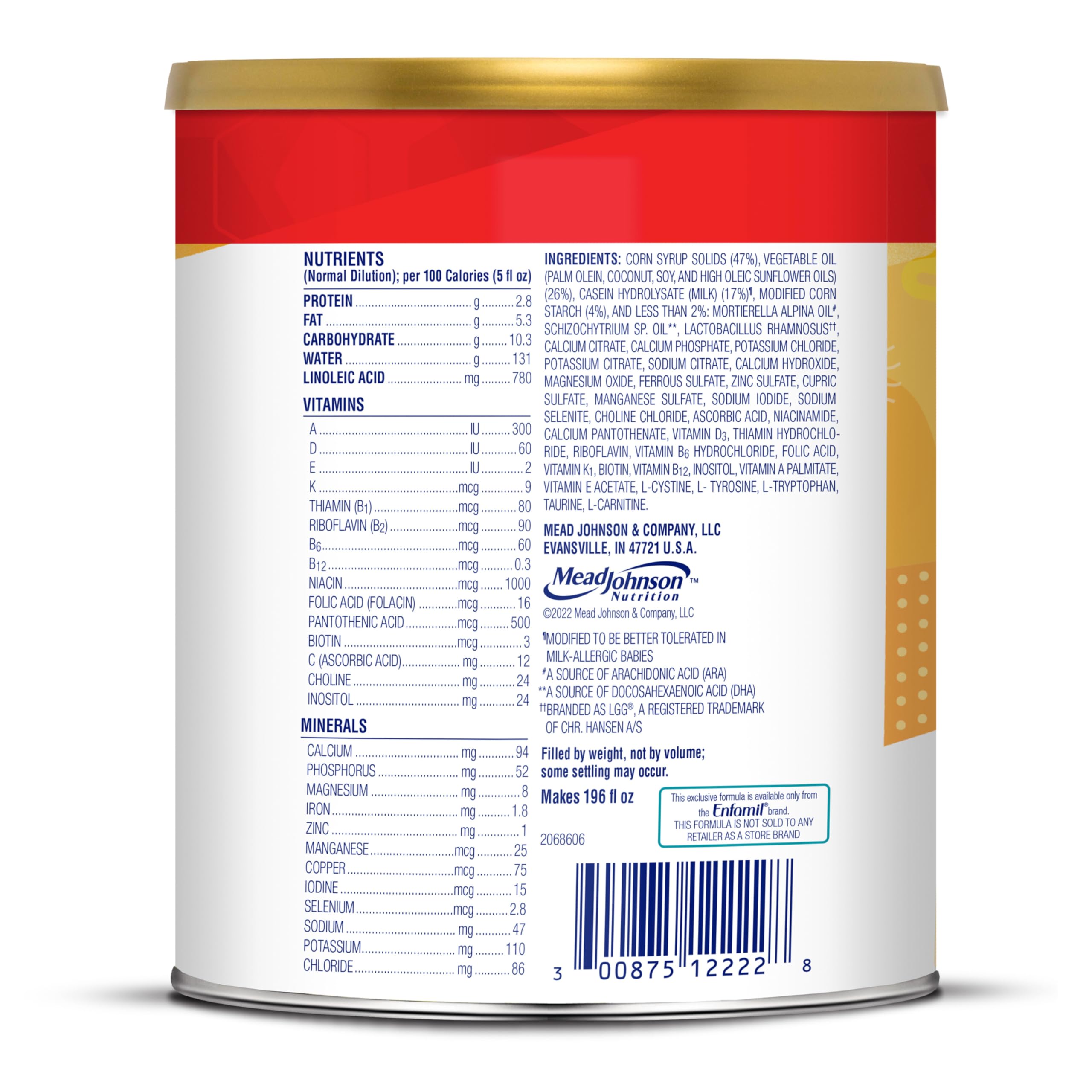 Enfamil Nutramigen Hypoallergenic Formula Lactose