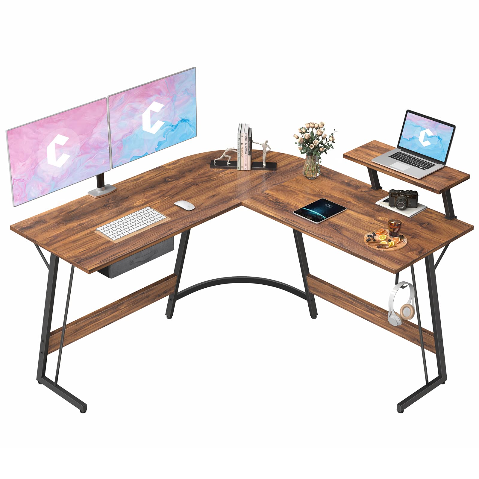 CubiCubi L-Shaped Space-Saving Computer Corner Desk