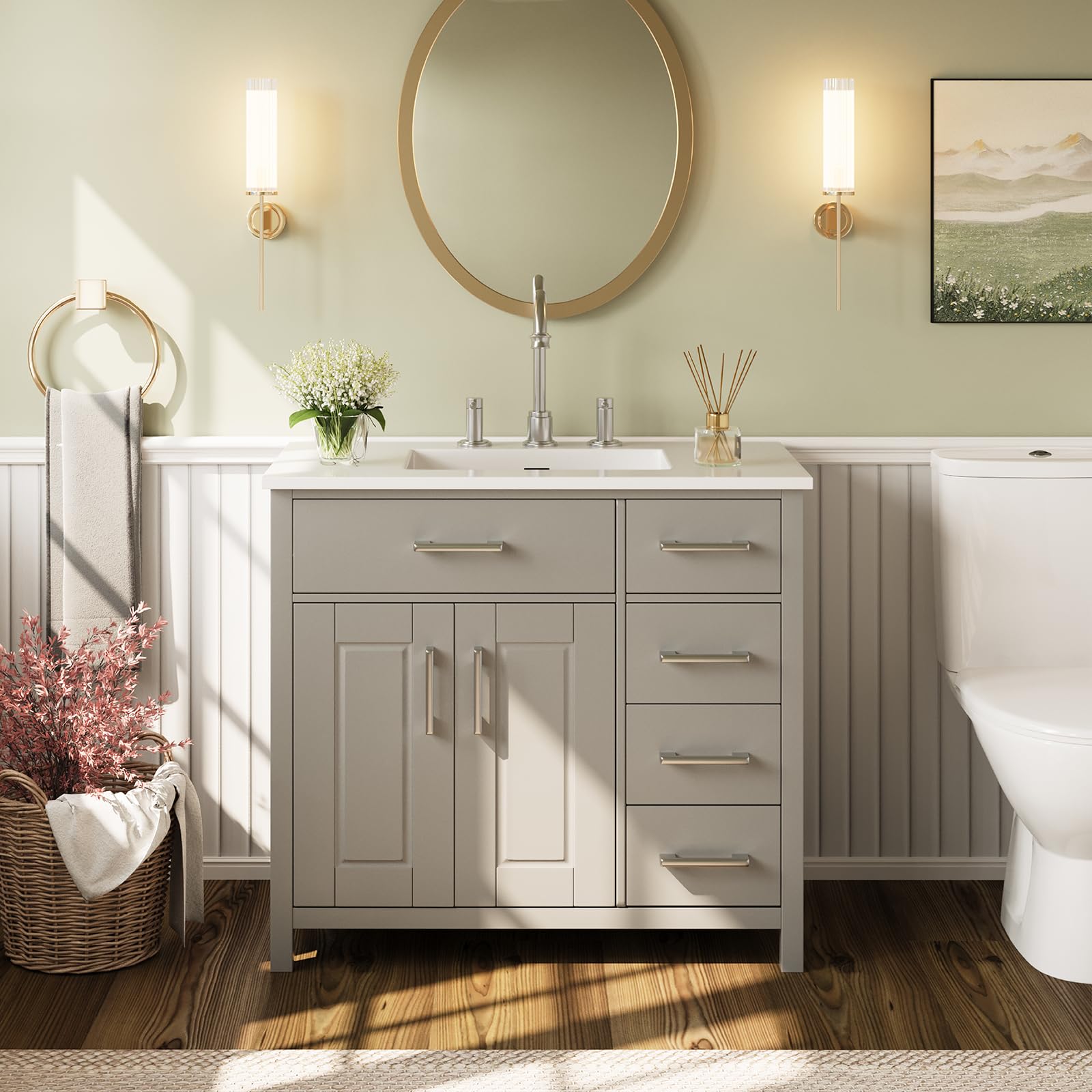 AMERLIFE Bathroom Undermount Countertop Integrated