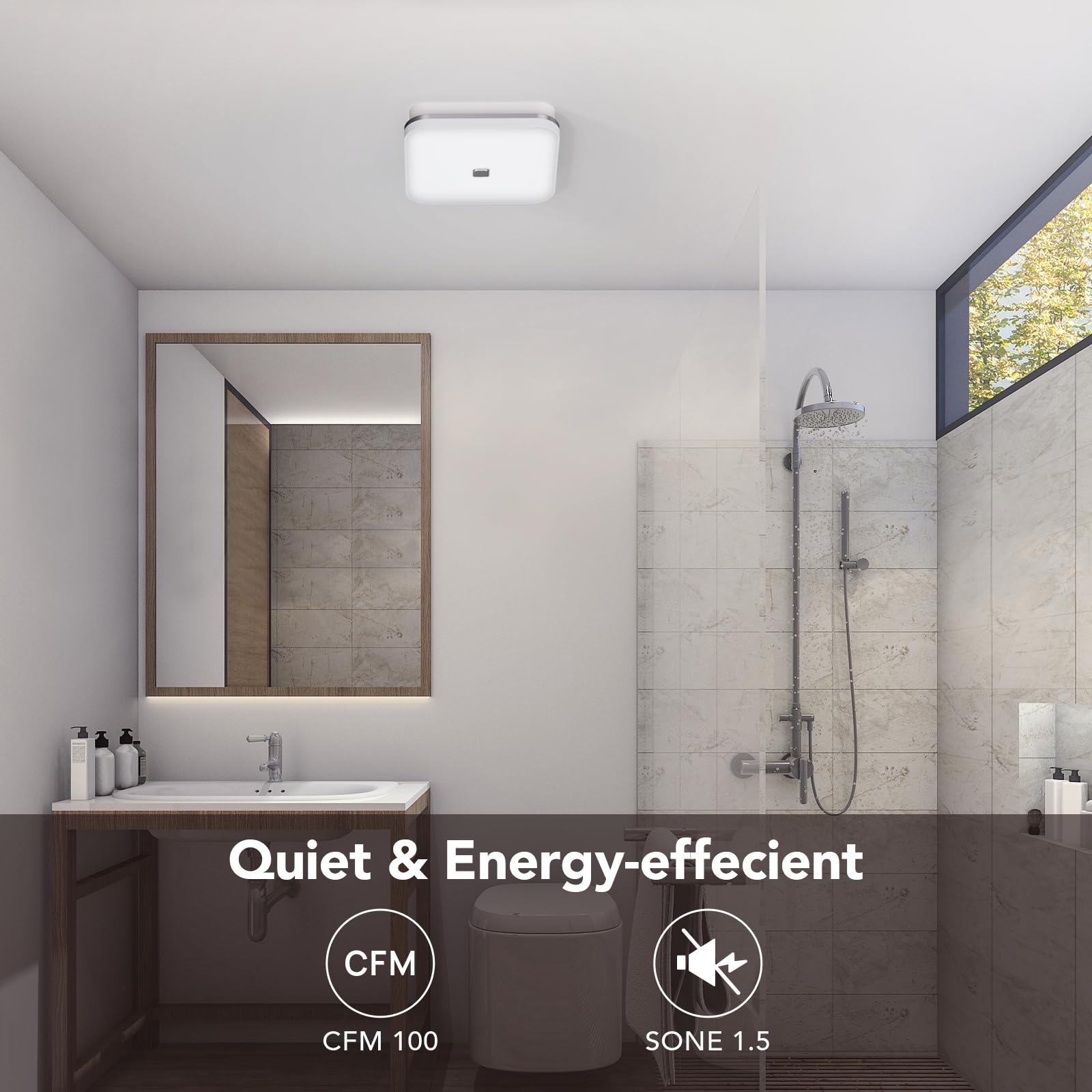 OREiN 100 CFM Bathroom Exhaust Fan with Integrated LED Light