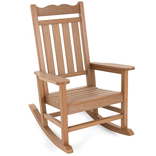 Stoog All-Weather Patio Rocking Chair with 400 lbs Weight Capacity, Oversized Porch Rocker Chair, for Backyard, Fire Pit, Lawn, Garden, Outdoor and Indoor, Black