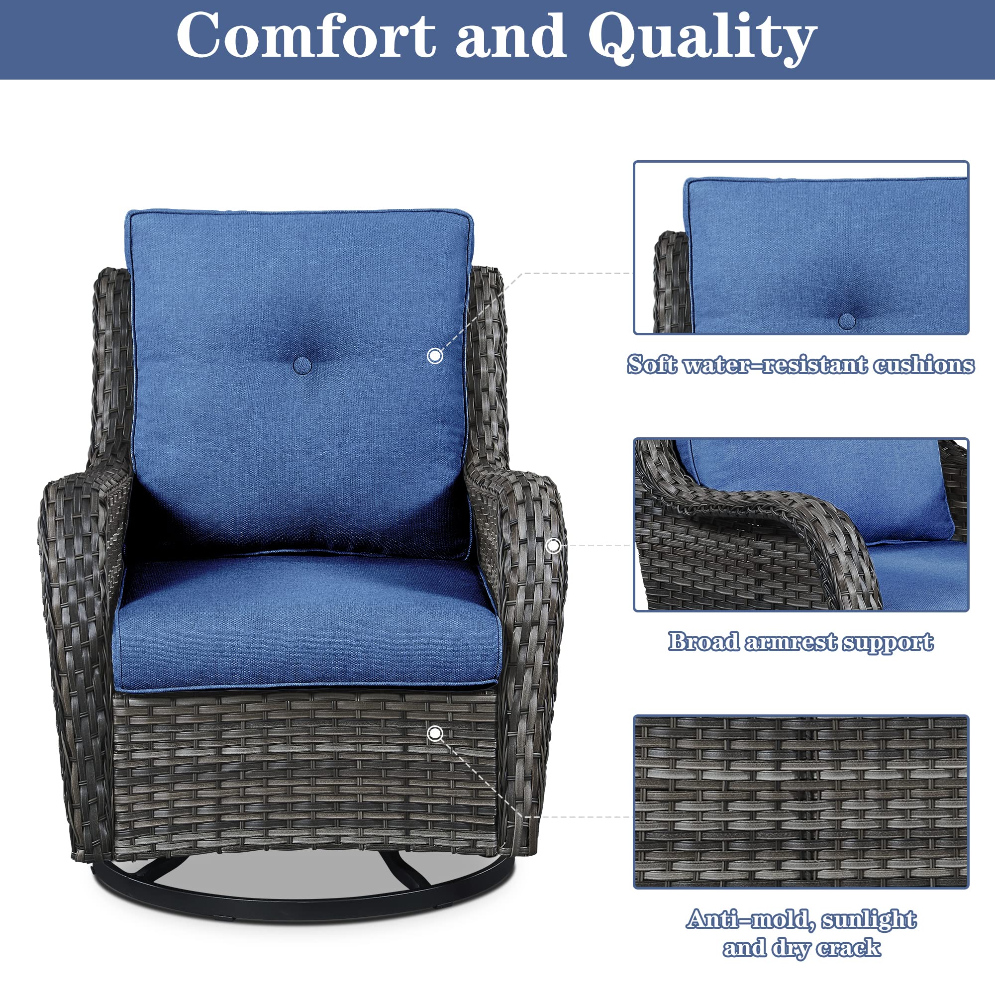 Belord Patio Swivel Rocking Chairs