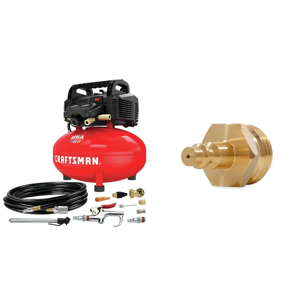 CRAFTSMAN 6 Gallon 150 PSI Oil-Free Pancake Air Compressor and Accessories   Camco Blow Out Plug