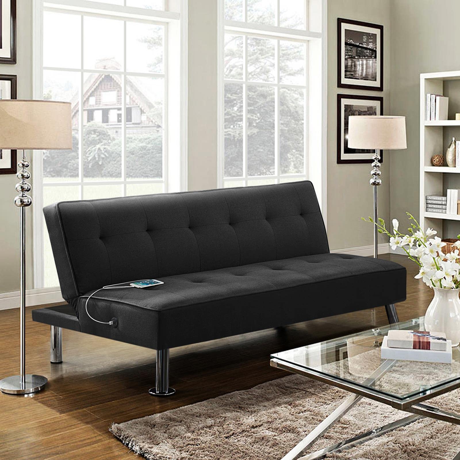Yaheetech Convertible Charging Converts Recliner