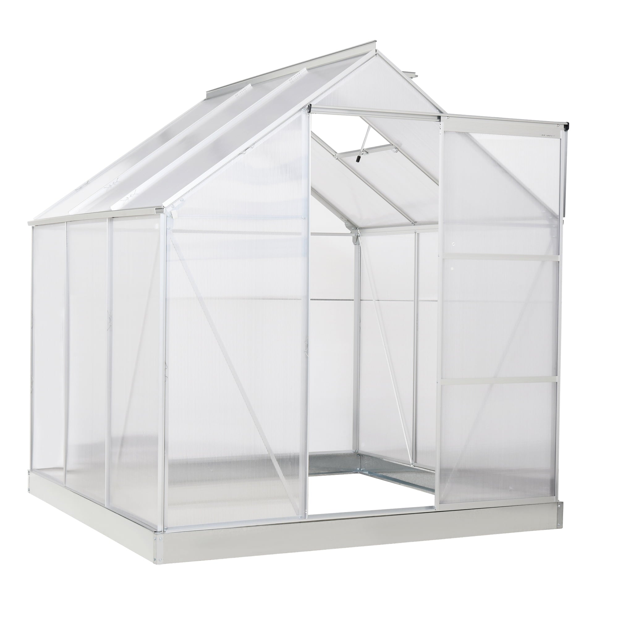 Outsunny 6x6-Foot Polycarbonate Greenhouse Kit with Aluminum Frame