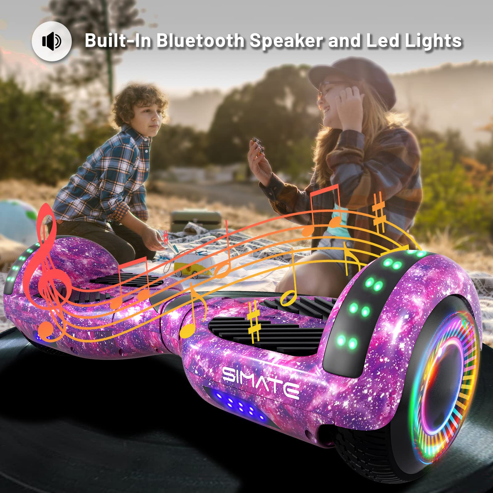 SIMATE Self-Balancing Hoverboard with Bluetooth and LED Lights
