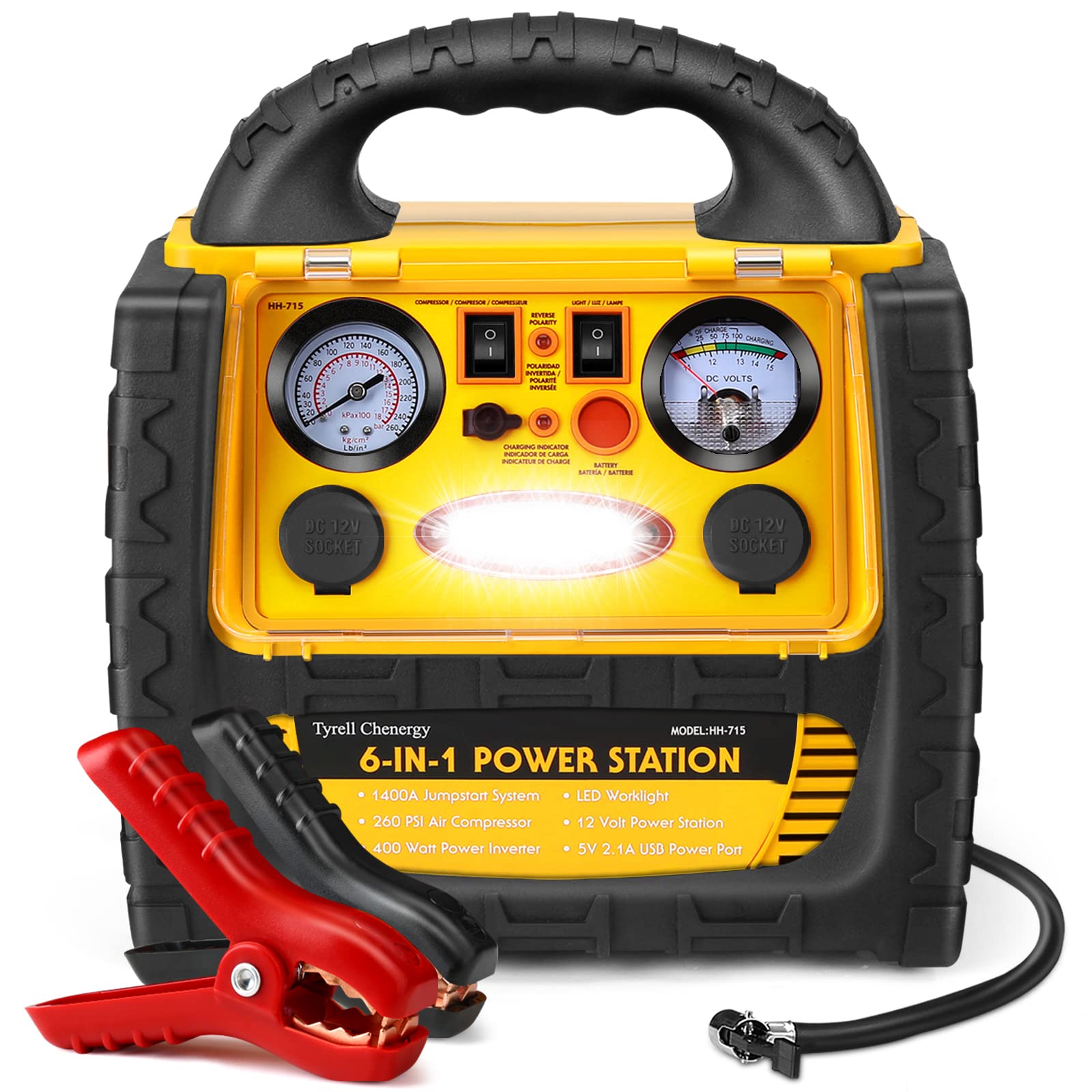 FlyAuto 6-in-1 Jump Starter and Power Station, 1400A