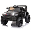 JOYMOR Ride on Truck with Remote Control, 4 Wheels 12V Battery Powered Kids Car, with LED Headlight/Horn Button/ MP3 Player/USB Port/Forward Backward/Kids Girl Boy (Black)