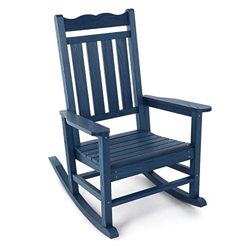 Stoog All-Weather Patio Rocking Chair with 400 lbs Weight Capacity, Oversized Porch Rocker Chair, for Backyard, Fire Pit, Lawn, Garden, Outdoor and Indoor, Black