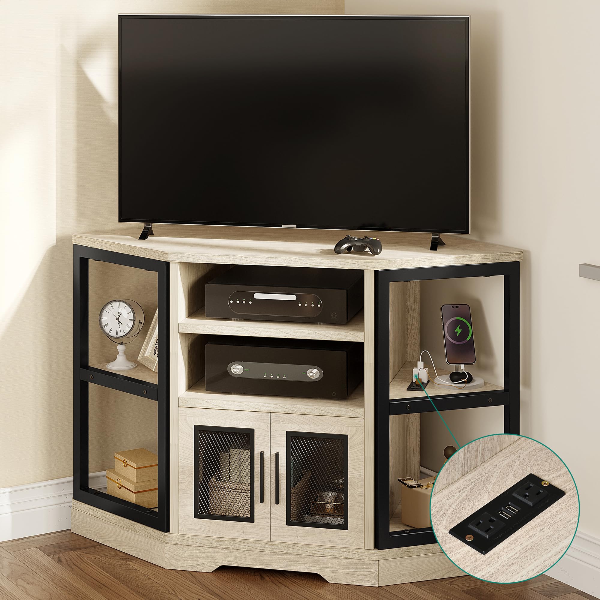 YITAHOME Farmhouse Media Console and TV Entertainment Cabinet