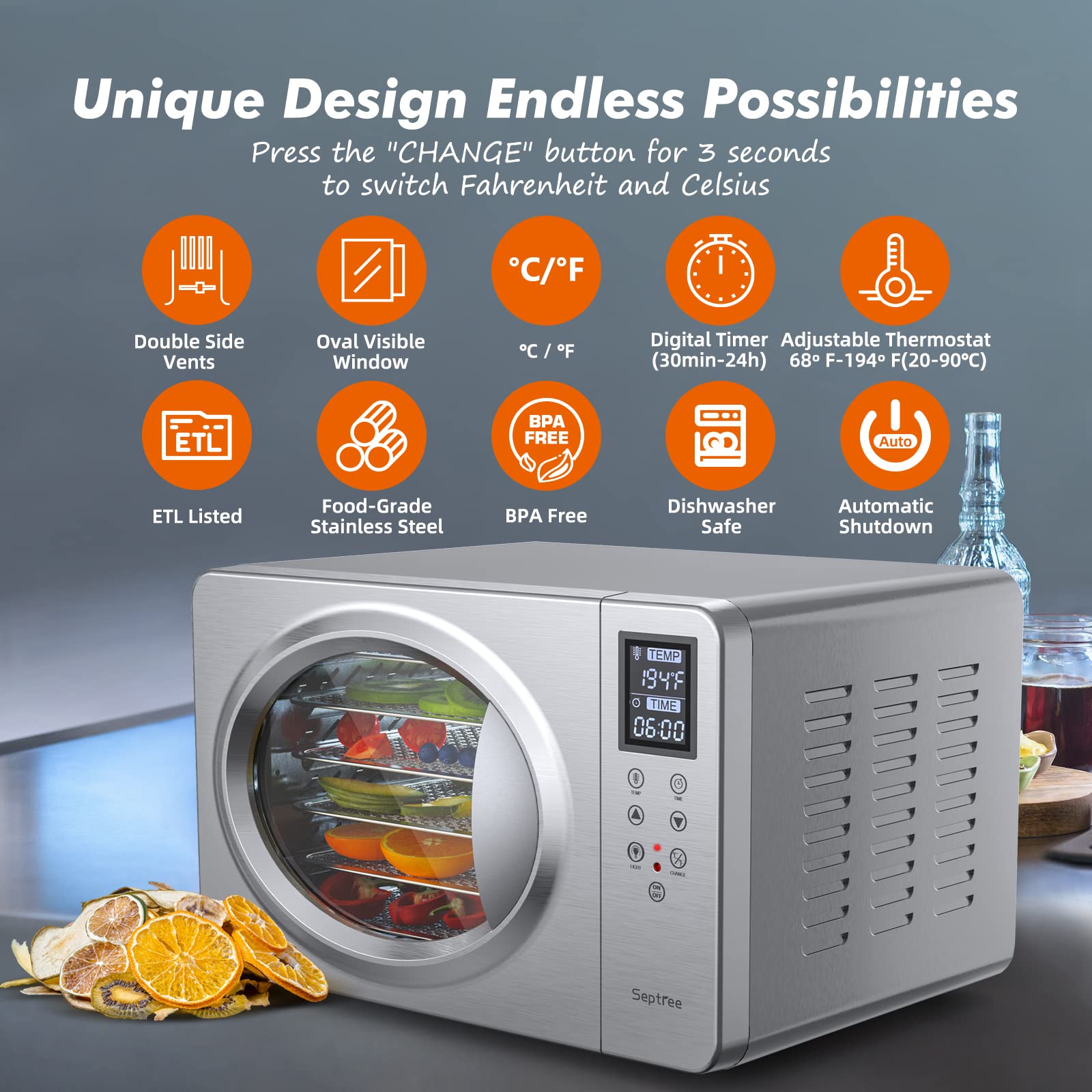 Septree Dehydrator Stainless Temperature Protection