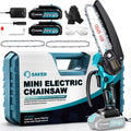 Saker 6-Inch Cordless Electric Chainsaw with Two 20V Batteries