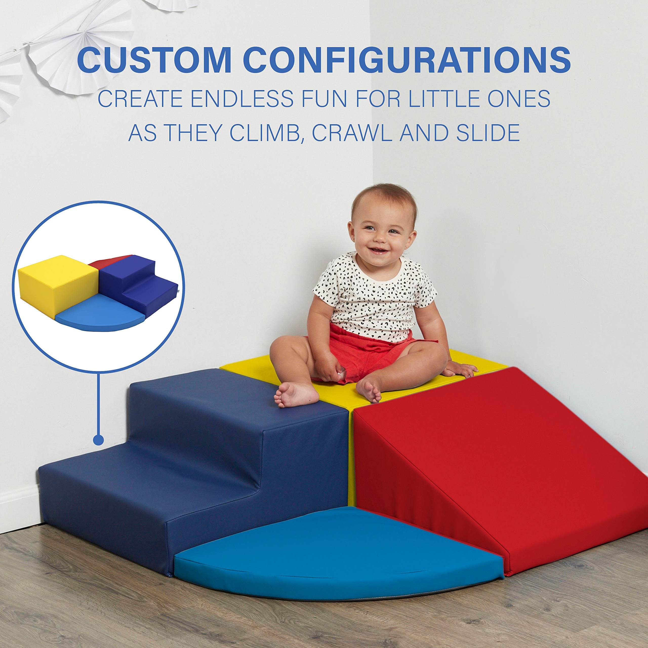 Factory Direct Partners SoftScape 4-Piece Corner Climber (Blue/Red)