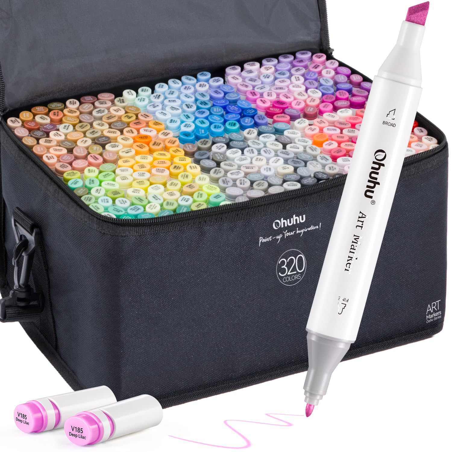 Ohuhu Alcohol Markers 320 Colors - Chisel &amp; Fine Double Tipped Art Markers for Artists Adults Coloring Drawing Sketching Illustration - Alcohol-based Refillable Ink