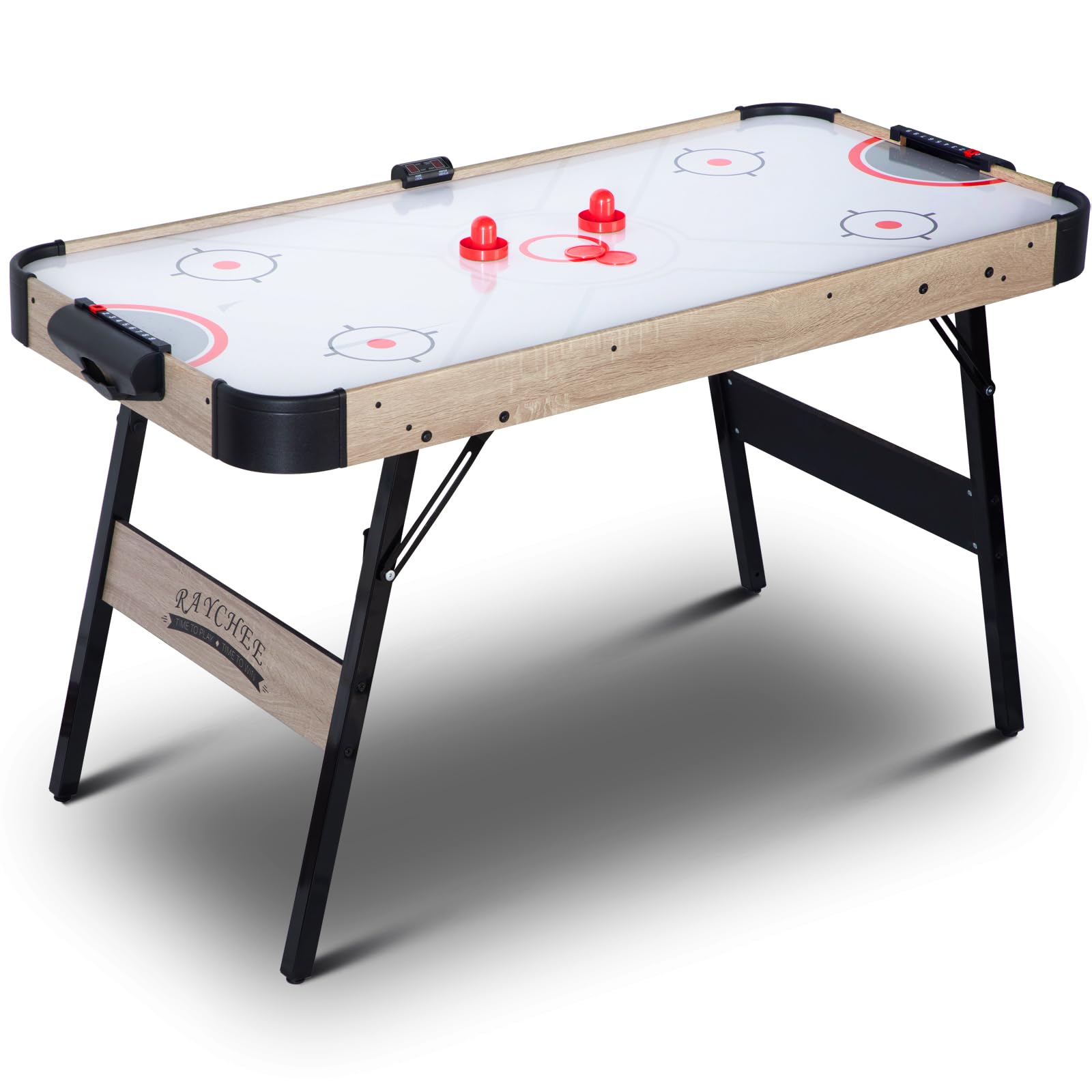 RayChee 54in Folding Air Hockey Table, LED Electronic Scoring Sports Hockey Game, Hockey Table Gaming Set w/2 Pucks, 2 Pushers, Powerful 12V Motor for Adults and Kids, Home Game Room