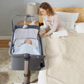 BABY JOY Baby Bassinet, Height Adjustable Portable Bassinet Crib w/Music Box, Toy Rack, Mattress, Breathable Mesh &amp; Travel Bag, Easy Folding Bassinet Bedside Sleeper for Newborn Infant (Dark Grey)