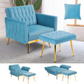ACMEASE Velvet Accent Chair with Adjustable Backrest and Ottoman