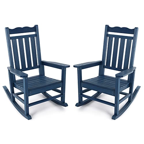 Stoog All-Weather Patio Rocking Chair with 400 lbs Weight Capacity, Oversized Porch Rocker Chair, for Backyard, Fire Pit, Lawn, Garden, Outdoor and Indoor, Black