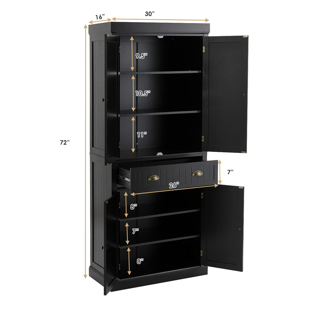 Tangkula Freestanding Cupboard Traditional Adjustable