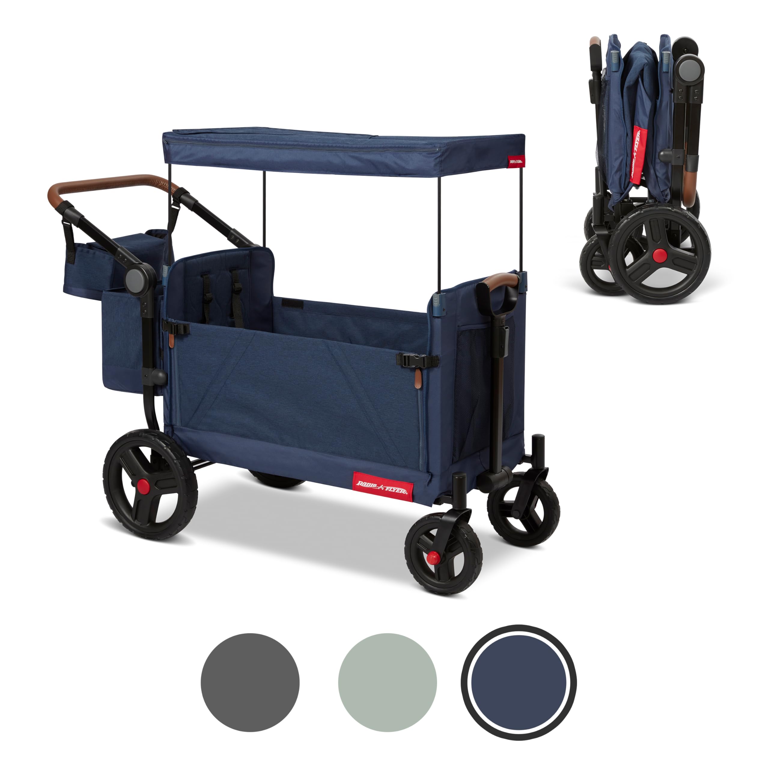 Radio Flyer Atlas Stroll Folding Twin Stroller Wagon