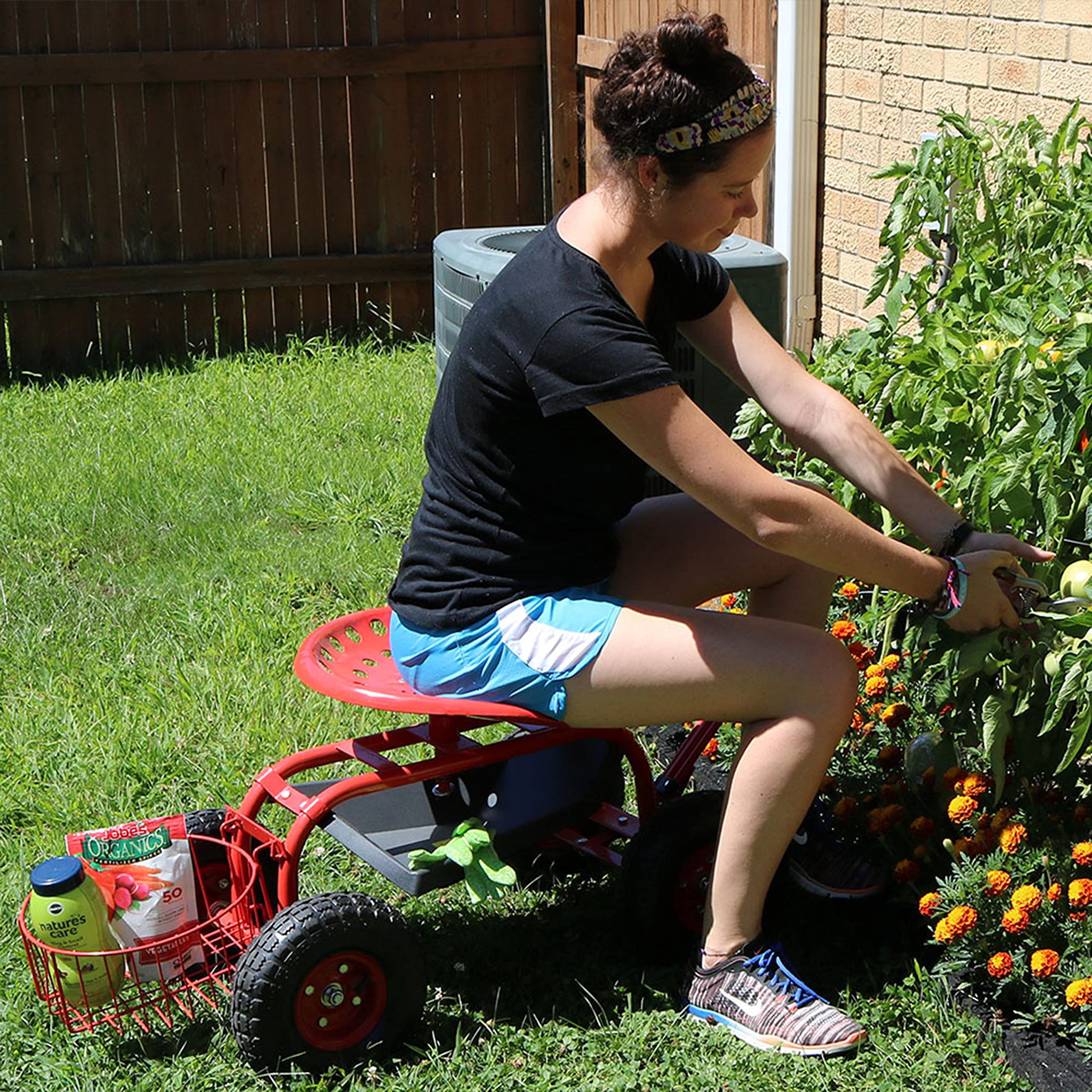 Sunnydaze Rolling Scooter Extendable Utility