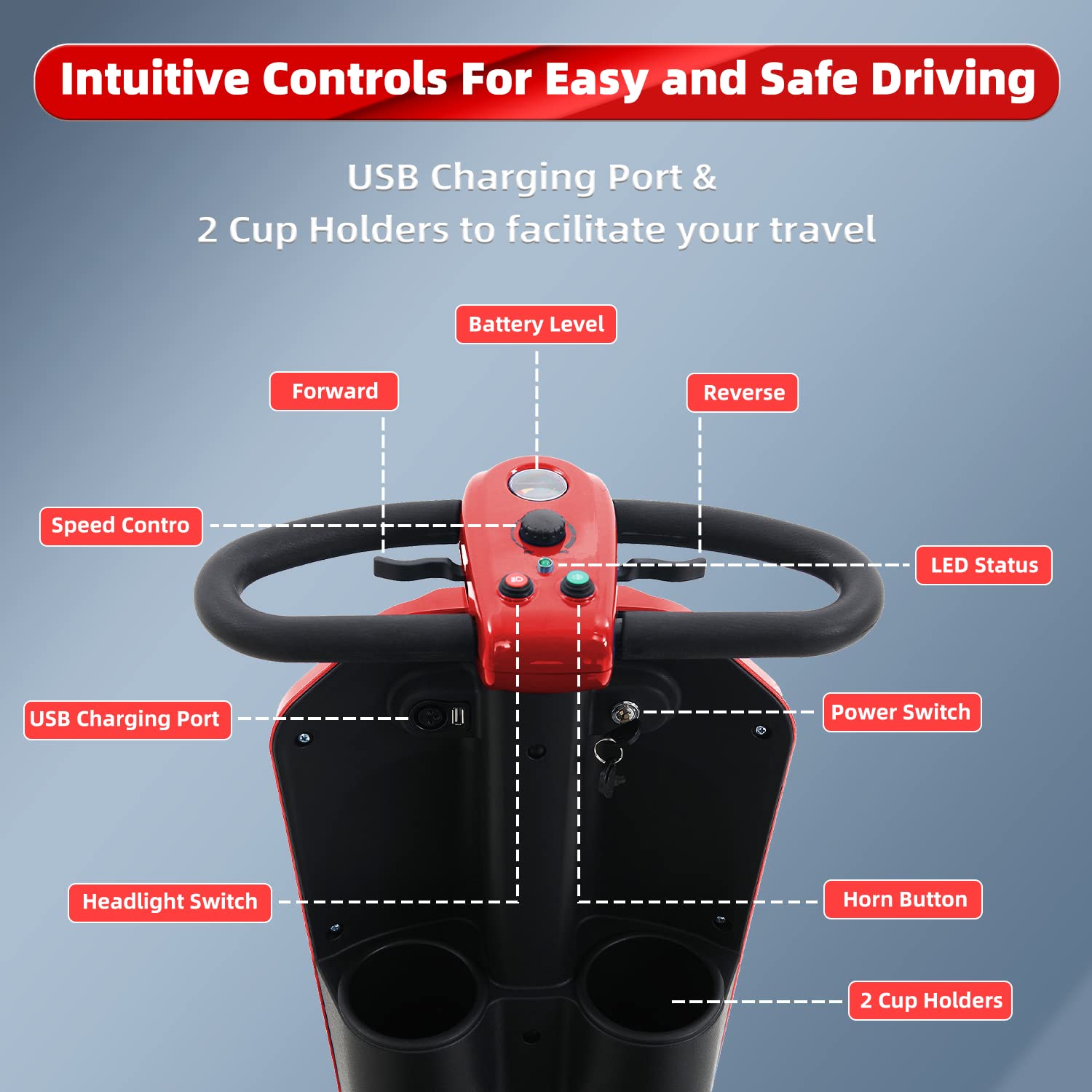 Compact Mobility Scooters Headlight Traveling