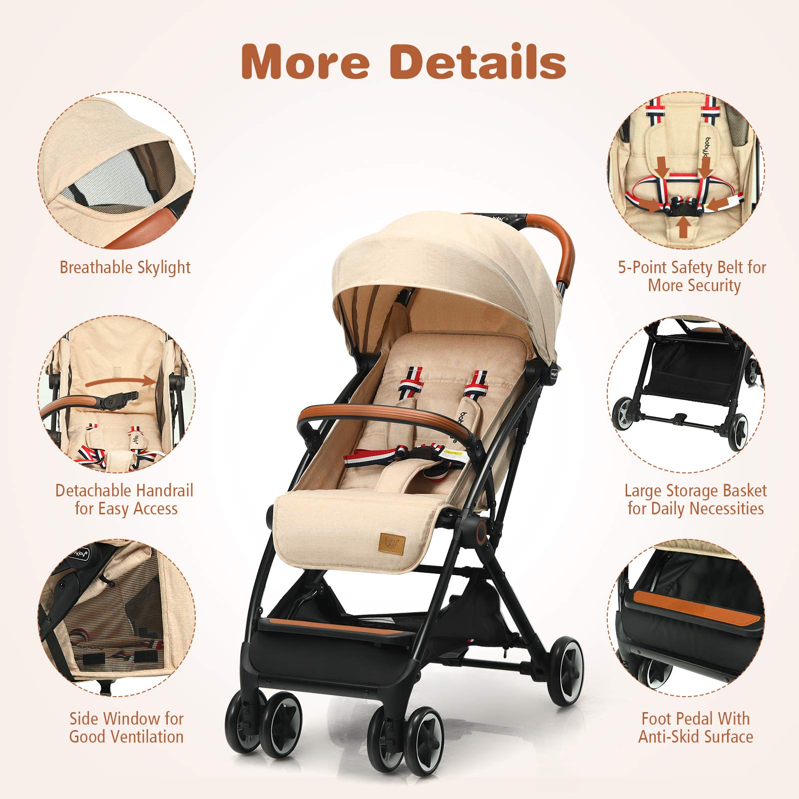 Lightweight Baby Stroller Airplane Adjustable