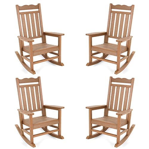 Stoog All-Weather Patio Rocking Chair with 400 lbs Weight Capacity, Oversized Porch Rocker Chair, for Backyard, Fire Pit, Lawn, Garden, Outdoor and Indoor, Black