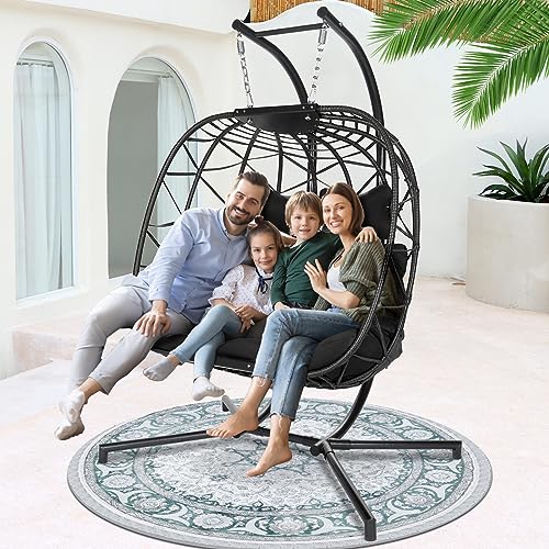 NICESOUL Wicker Rattan Hanging Swing Egg Chair with Stand