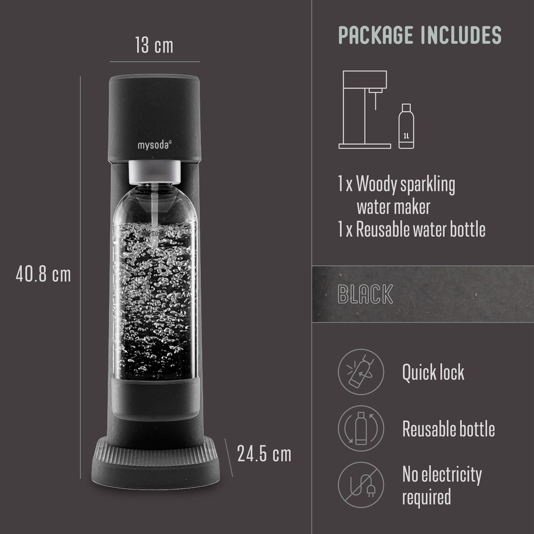 Mysoda Woody Black Carbonating Machine
