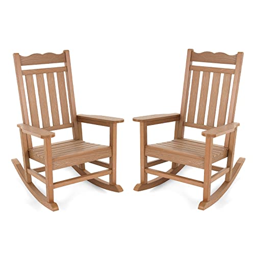 Stoog All-Weather Patio Rocking Chair with 400 lbs Weight Capacity, Oversized Porch Rocker Chair, for Backyard, Fire Pit, Lawn, Garden, Outdoor and Indoor, Black