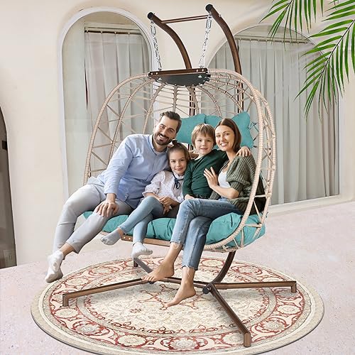NICESOUL Wicker Rattan Hanging Swing Egg Chair with Stand