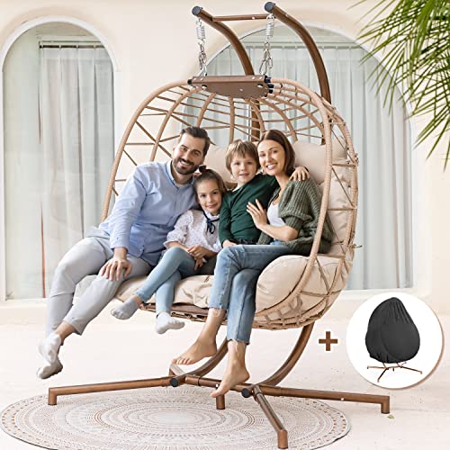 NICESOUL Wicker Rattan Hanging Swing Egg Chair with Stand
