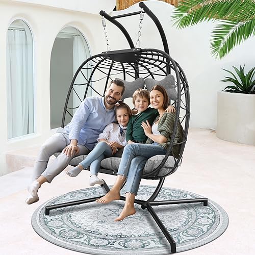 NICESOUL Wicker Rattan Hanging Swing Egg Chair with Stand