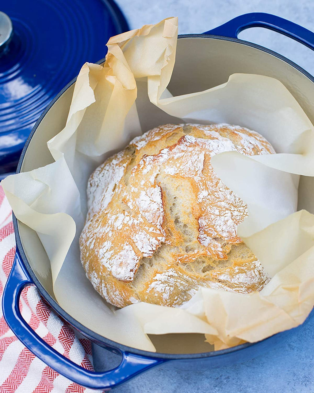 Lodge 7.5 Quart Enameled Cast Iron Dutch Oven with Lid u2013 Dual Handles u2013 Oven Safe up to 500u00b0 F or on Stovetop - Use to Marinate, Cook, Bake, Refrigerate and Serve u2013 Indigo