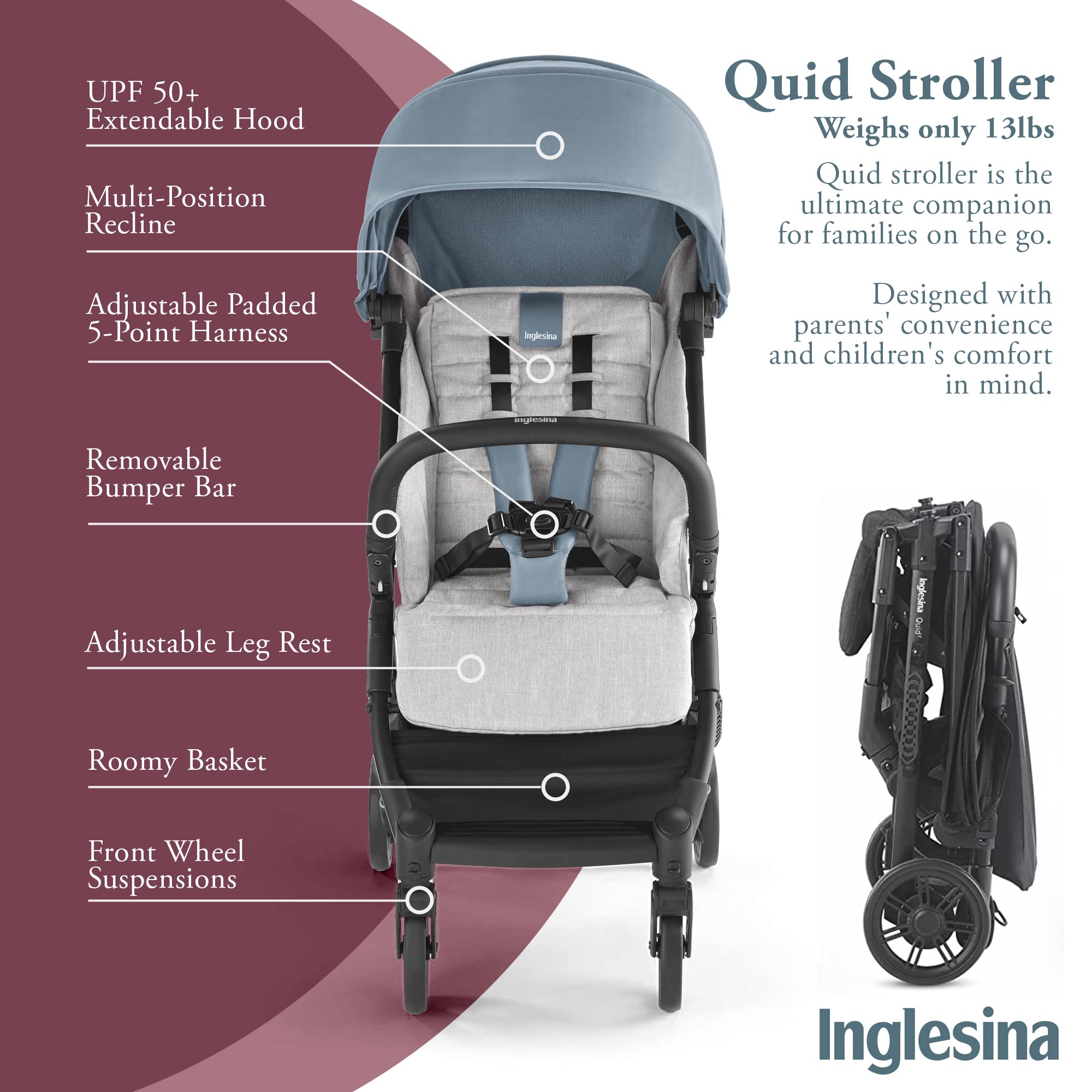 Inglesina Quid Lightweight Foldable Travel Stroller