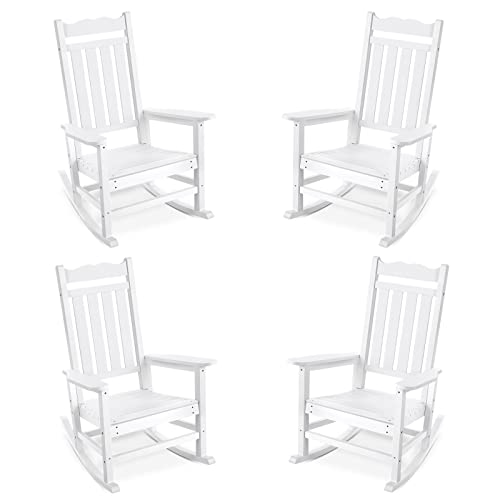 Stoog All-Weather Patio Rocking Chair with 400 lbs Weight Capacity, Oversized Porch Rocker Chair, for Backyard, Fire Pit, Lawn, Garden, Outdoor and Indoor, Black