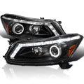 Spec-D Tuning Black Halo Projector LED Turn Signal Headlights Lamps Compatible with 2008-2012 Accord 4Door Sedan Left   Right Pair Headlamps Assembly