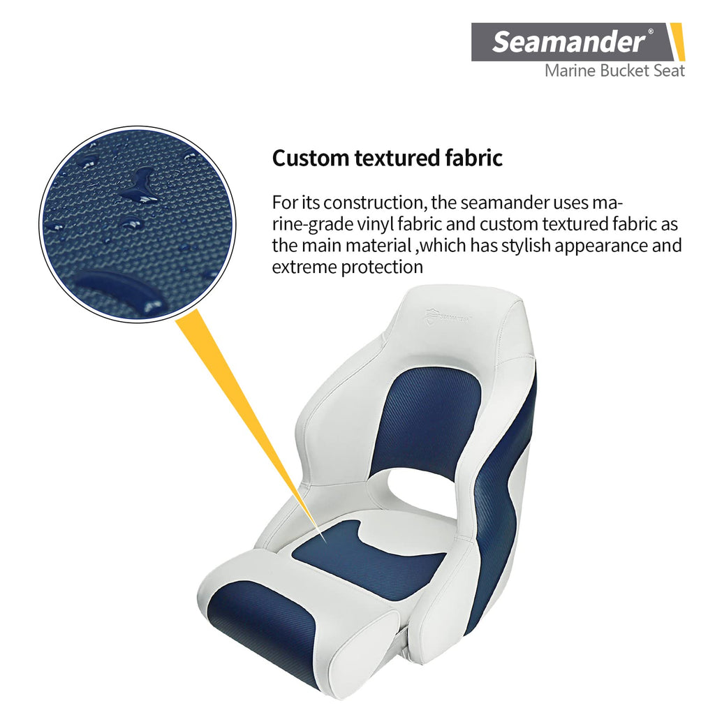 Seamander Premium White Captain Bucket Sport Boat Seat