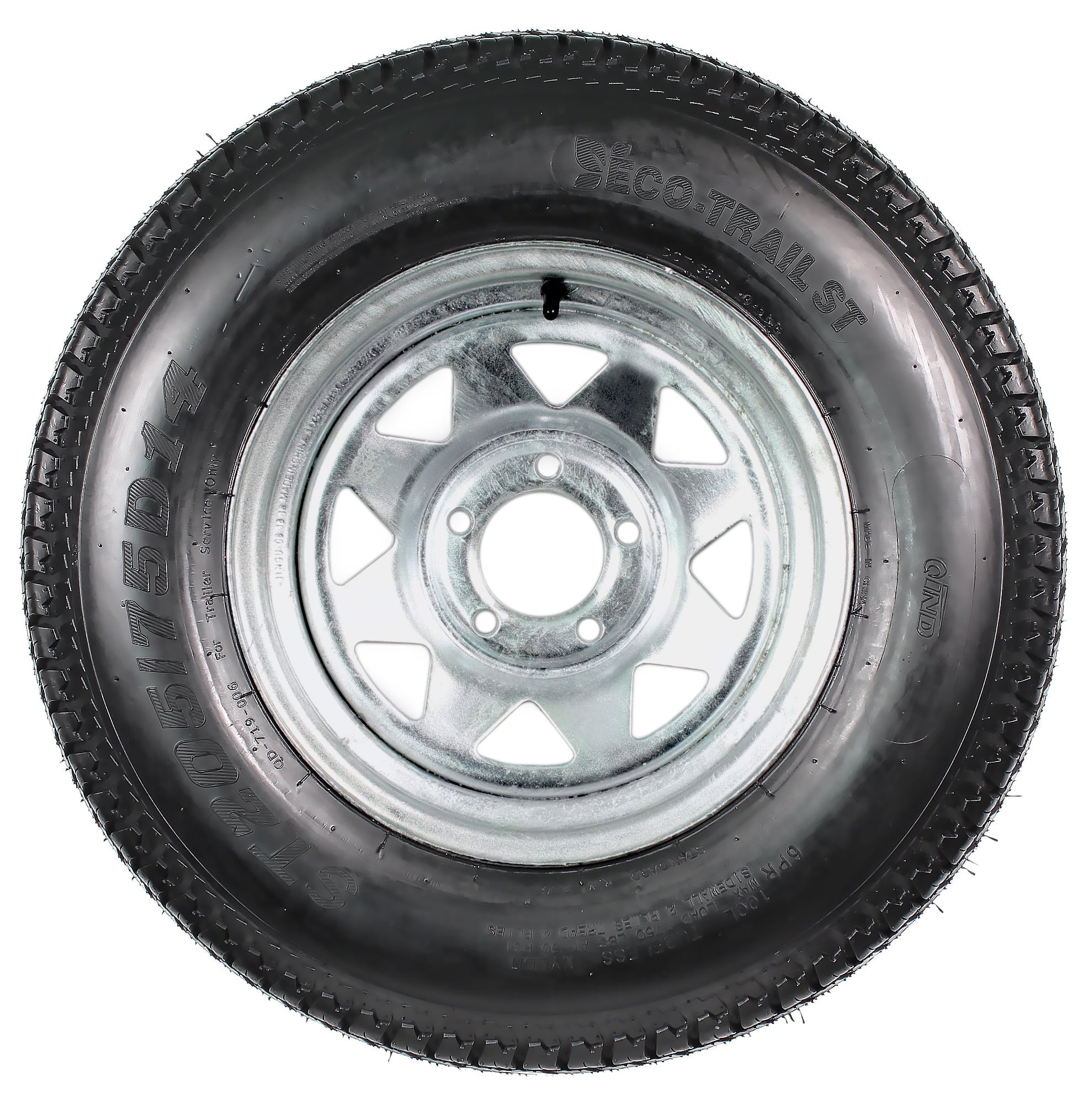 ST205/75D14 Radial Trailer Tire on Galvanized 5-Lug Wheel