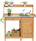 Yaheetech Wooden Garden Potting Bench with Metal Worktop