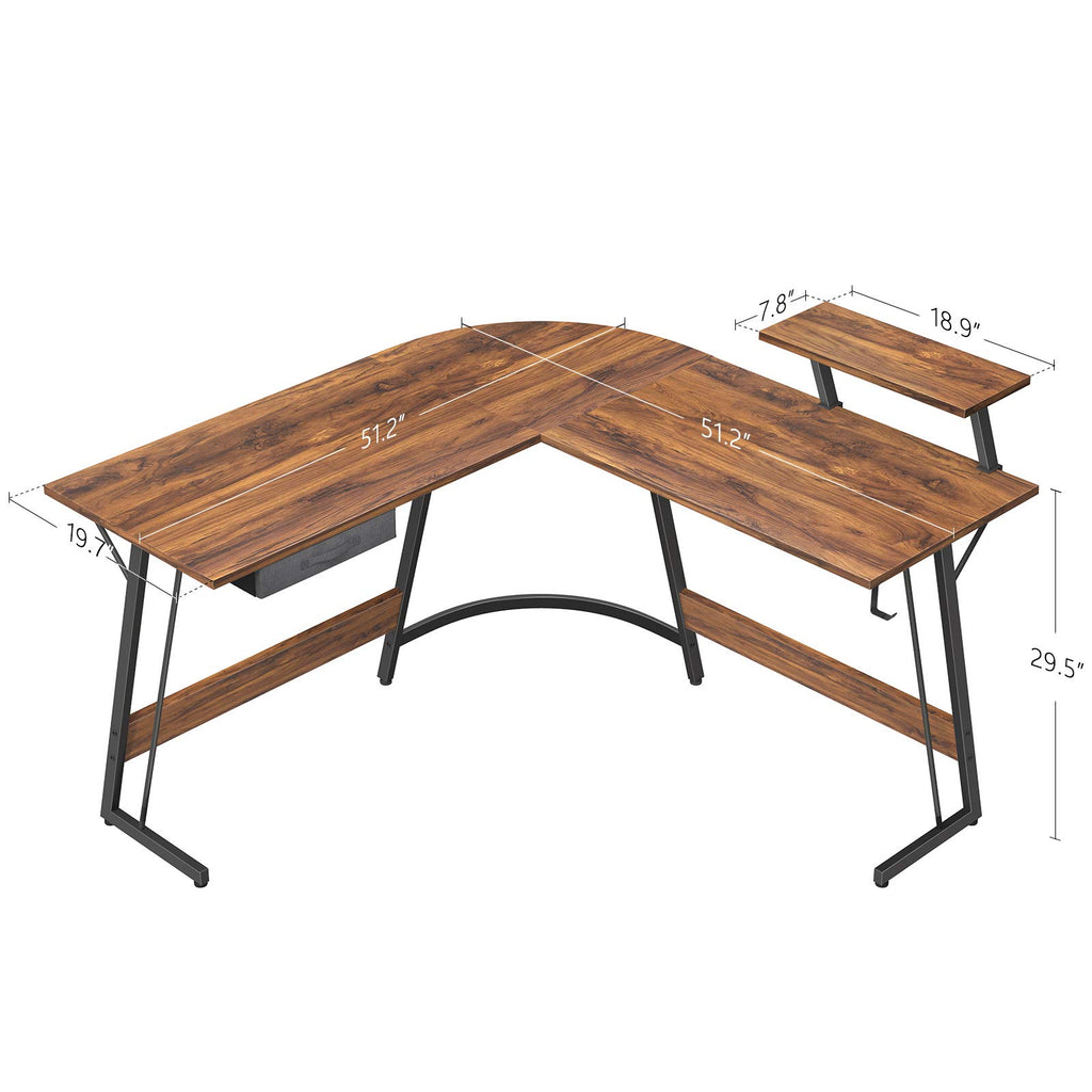CubiCubi L-Shaped Space-Saving Computer Corner Desk